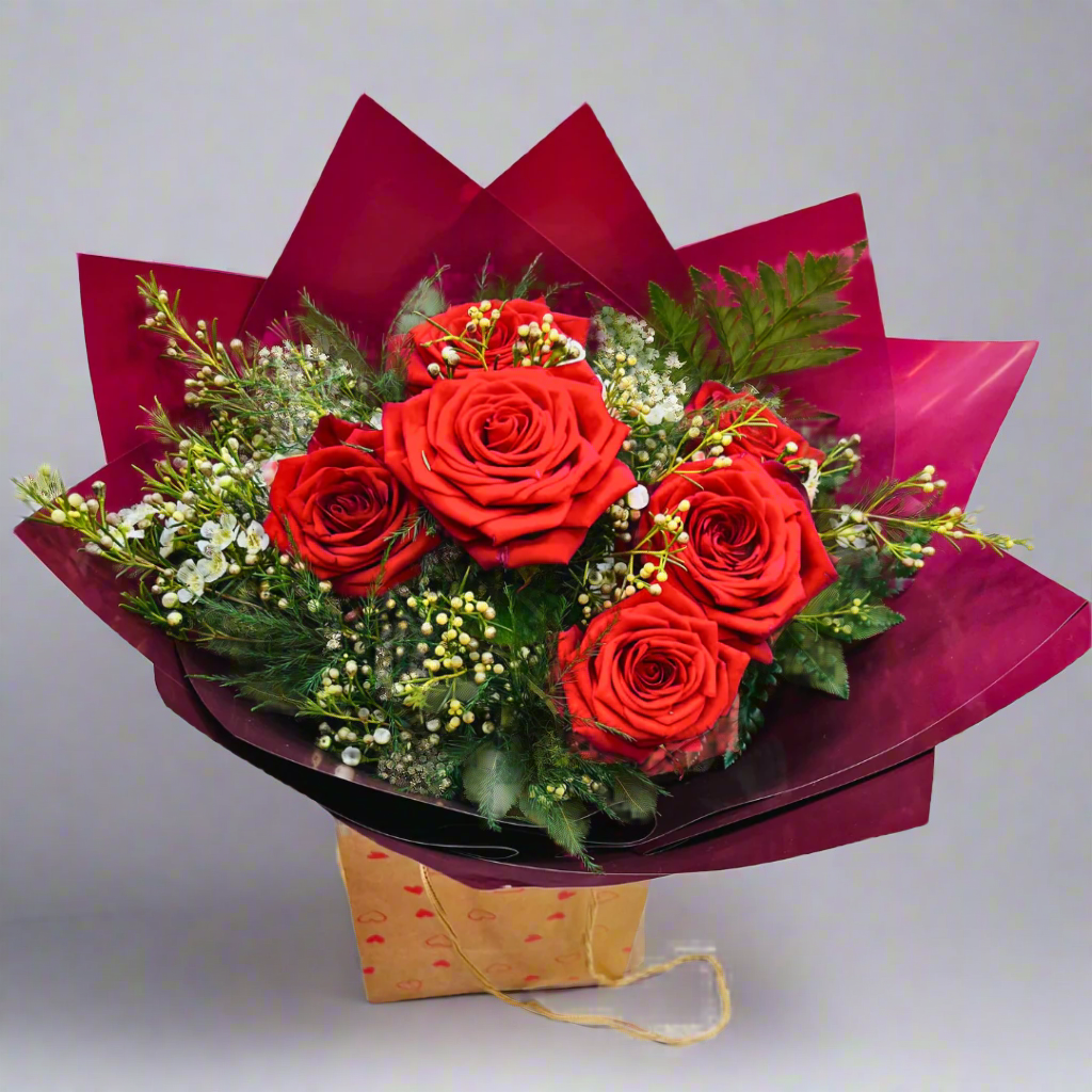 Valentine's Day Premium Ecuadorean Red 6 Roses Large