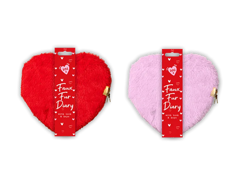 Valentine Heart Faux Fur Diary with Lock CDU