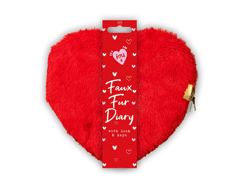 Valentine Heart Faux Fur Diary with Lock CDU
