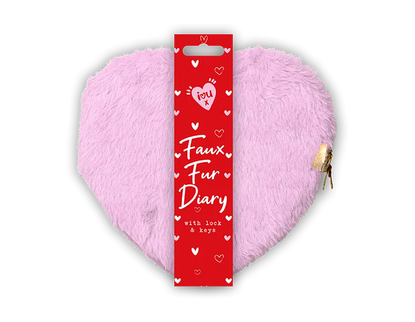 Valentine Heart Faux Fur Diary with Lock CDU