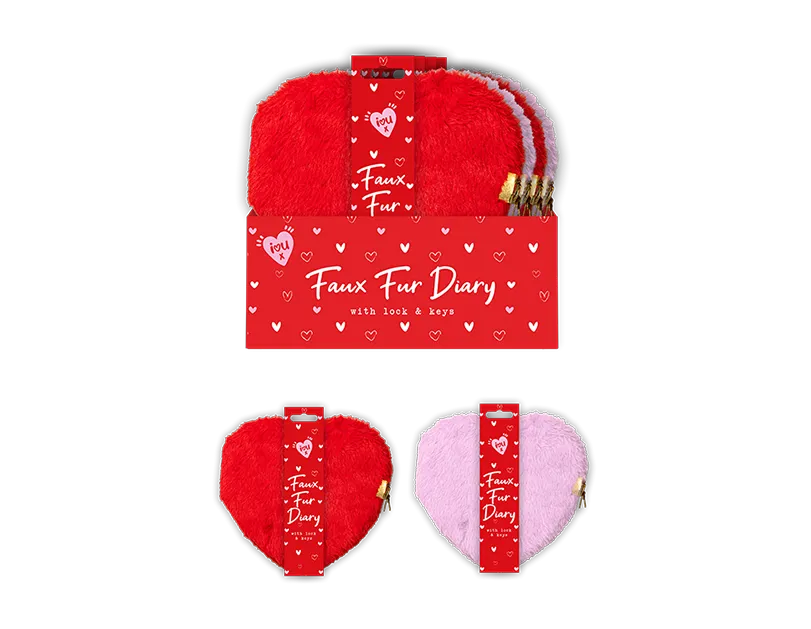 Valentine Heart Faux Fur Diary with Lock CDU